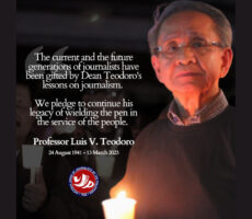 The National Union of Journalists of the Philippines pays its highest tribute to columnist, journalist and educator Luis V. Teodoro.